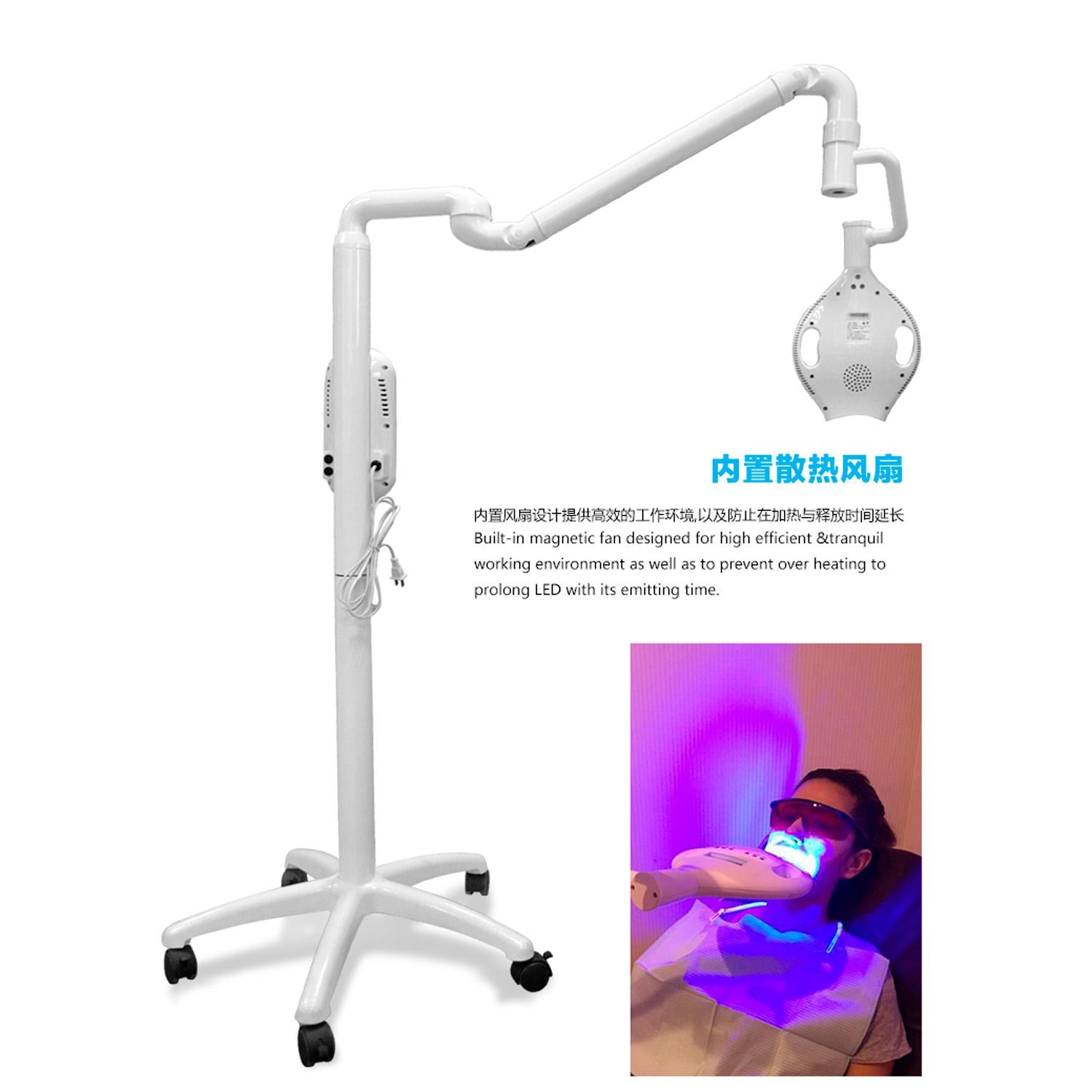 Lámpara blanqueamiento dental 3 colores pedestal.