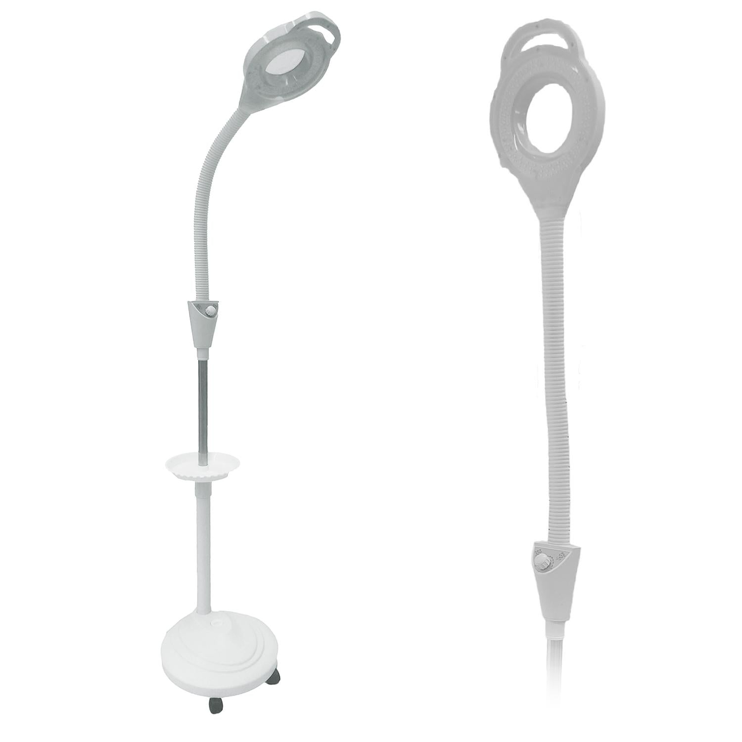 Lámpara de Pie Led con Lupa X16 Bandeja de Apoyo.